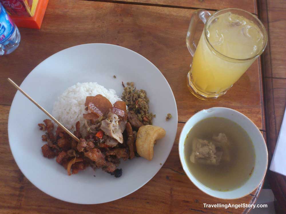 Babi Guling Pak Malen, Bali (suckling pig set meat & orange juice)